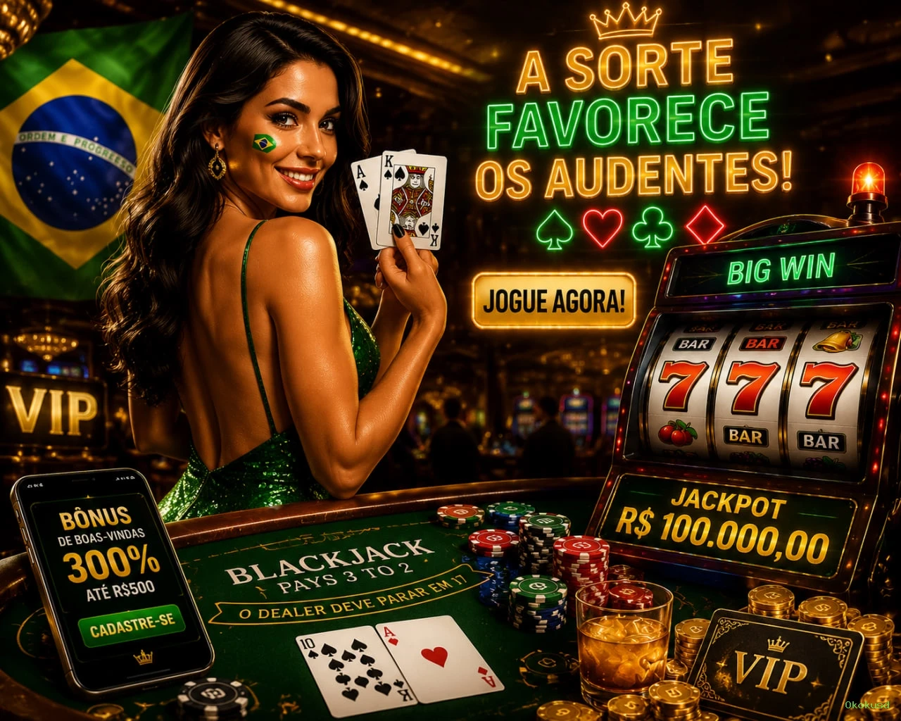 Imagem promocional do cassino online da Okokusd mostrando jogos ao vivo